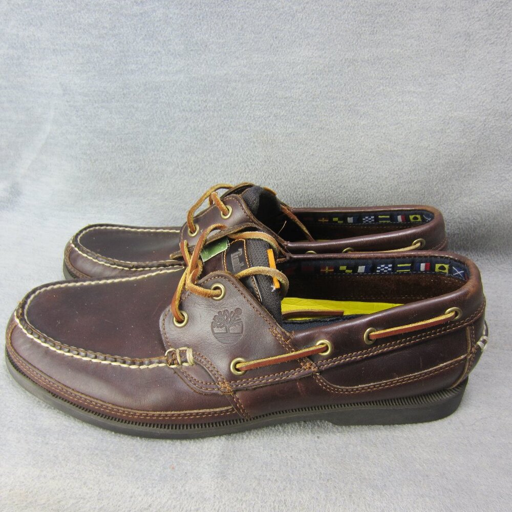 Timberland Men 11M Kiawah Bay Earth Keepers Boat Shoes Brown Leather